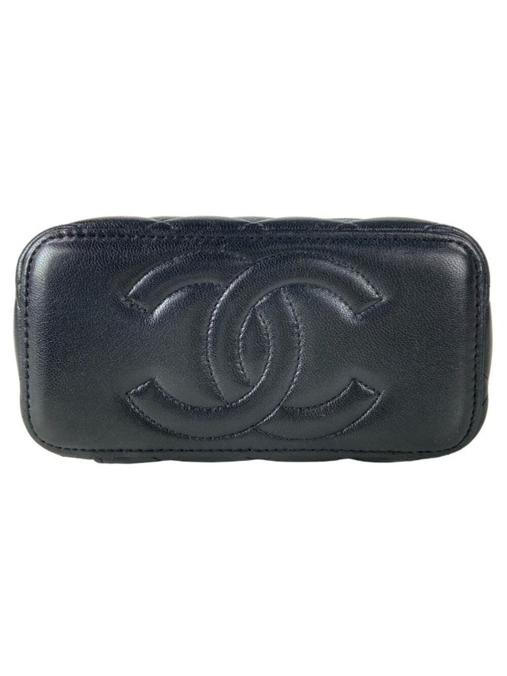 ★SOLD★ Chanel Vanity Bag Casematelasse Black Gold Lambskin - Picture 5 of 15